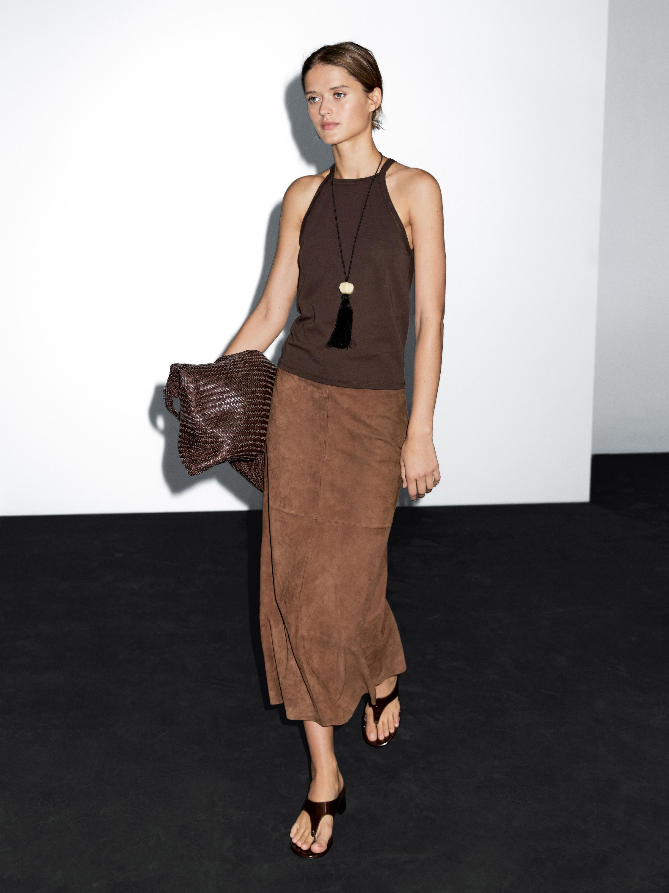 Top à encolure américaine en coton mélangé